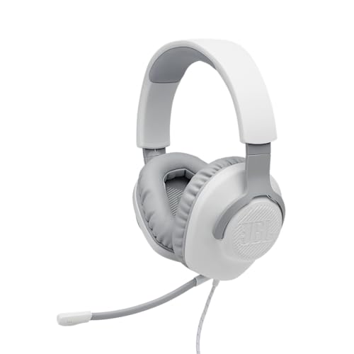 JBL Quantum 100 Auriculares para gamers con sonido QuantumSOUND, micrófono Boom y, diseño ligero y cómodo a la par que llamativo, compatible con múltiples plataformas, en blanco