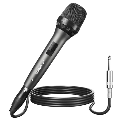 TONOR Micrófono dinámico para Cantar, Vocal Karaoke con Cable de Mano, micrófono de Estudio cardioide con XLR de 4.5M, Adecuado para parlantes, amplificadores, Escenario y Actividades al Aire