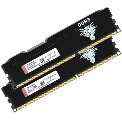 DDR3 16GB Kit (8GBx2) 1600MHz Memoria Ram Escritorio Udimm PC3-12800 Sin ECC Sin Búfer 1.5V CL11 2Rx8 Dual Rank 240 Pin Módulo de Actualización de Memory para PC de Sobremesa (Negro)