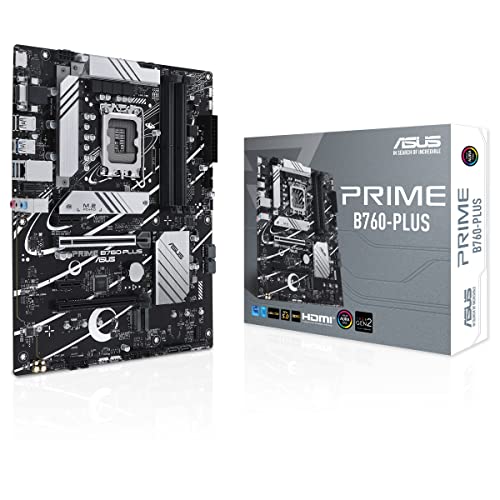 ASUS PRIME B760-PLUS - Placa base ATX Intel B760 (LGA 1700), PCIe 5.0, 3x PCIe 4.0 M.2, DDR5, 2.5Gb Ethernet, SATA 6 Gbps, USB 3.2 Gen 2x2 tipo C, USB 3.2 Gen 1 tipo C, Thunderbolt (USB), Aura Sync