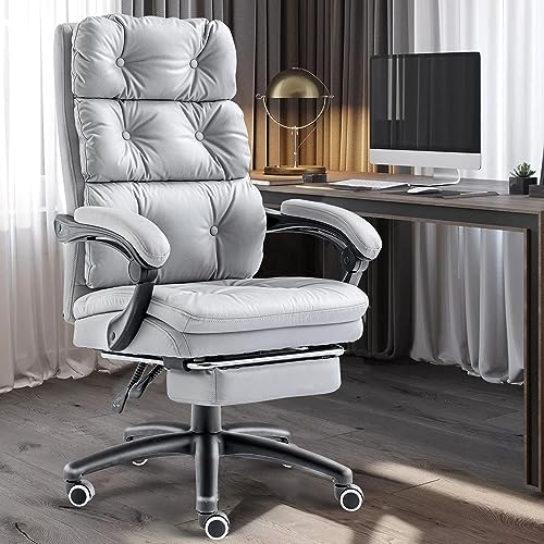 Blisswood Silla ejecutiva de oficina con reposapiés y soporte lumbar, ergonómica, reclinable, respaldo ajustable, silla de juegos giratoria de 360° para oficina en casa con función de inclinación