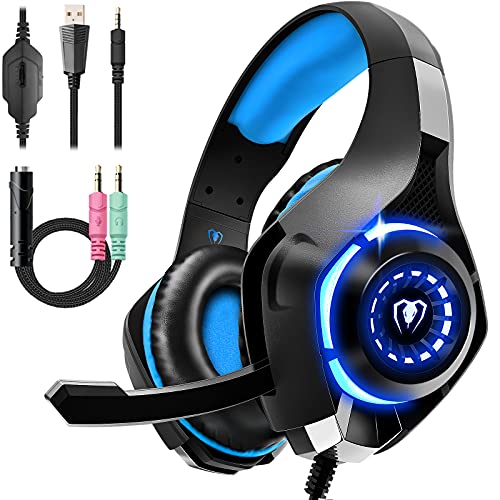 Tatybo Cascos Gaming, Auriculares con Graves Envolventes 3D, Micrófono Reducción De Ruido Y Almohadillas De Proteína, para Ps4 Ps5 Xbox PC Laptop